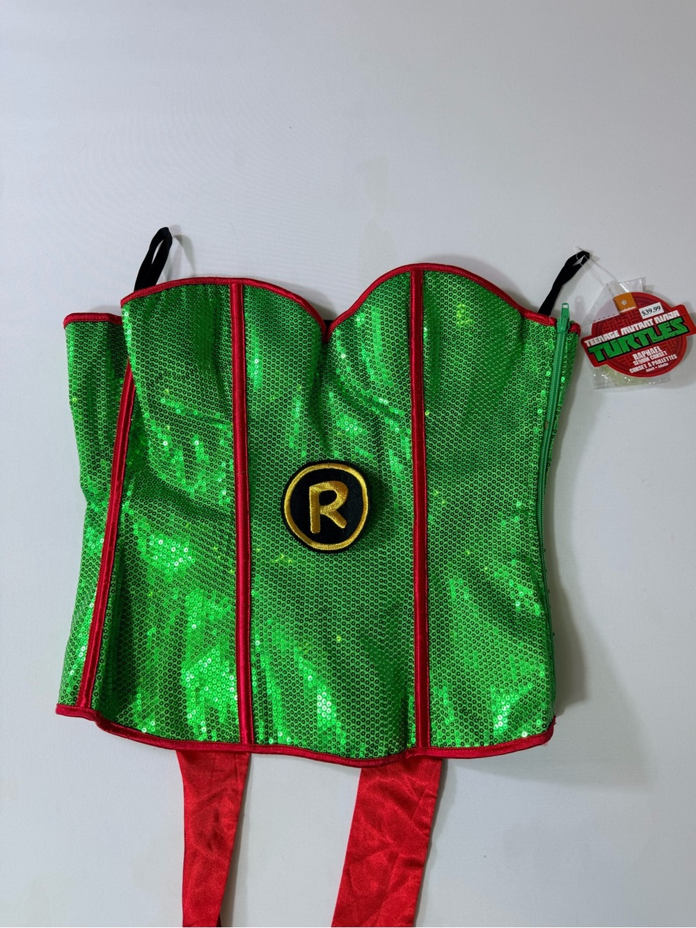 Rubies Teenage Mutant Ninja Turtles Raphael Green Sequin Bustier Corset Med NWT